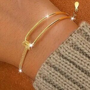 Gold Electro-Plated 925 Sterling Silver Elegant Minimalist Geometric Bracelet